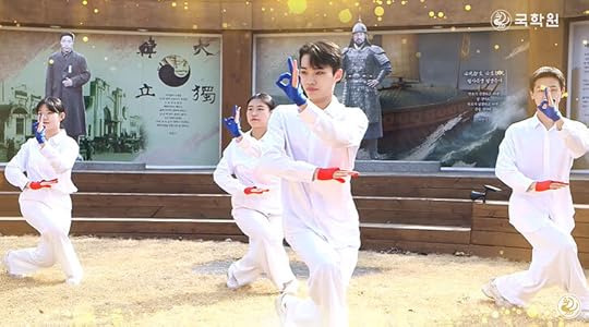 young practitioners demonstrating Arirang Qigong at Kookhakwon in Cheonan, South Korea