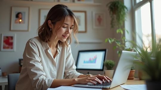Female entrepreneur analyzing e-commerce conversion analytics on laptop as part of a growth strategy for fashion accessories brands.