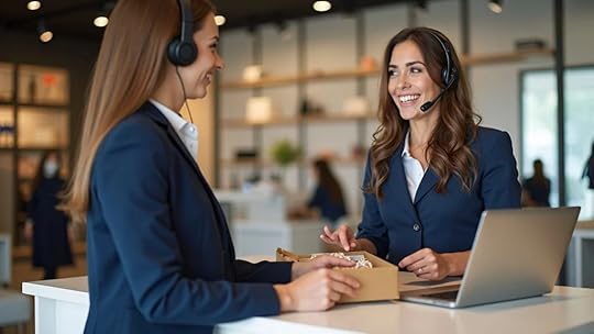 E-commerce growth strategy for startups: Exceptional customer service at accessory brand's retail counter.