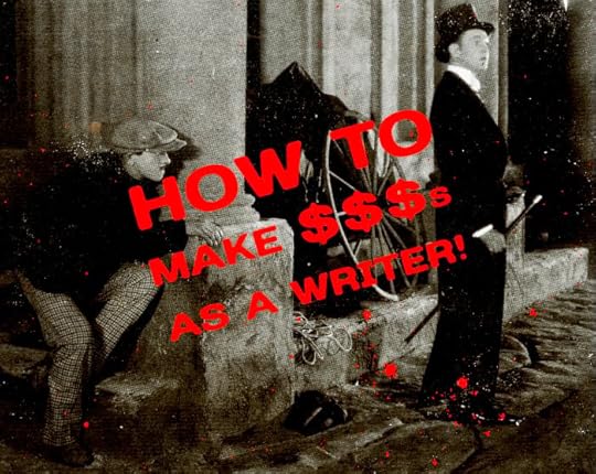 A vintage black and white photo of a man suspiciously lurking behind a well-dressed man on the street that says 