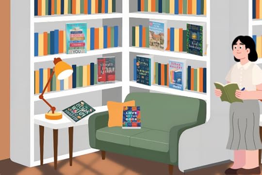 library or bookshop featuring books about books