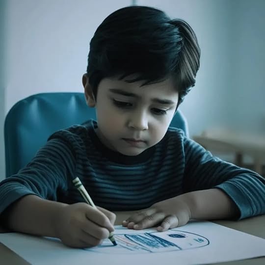 Leo coloring a picture