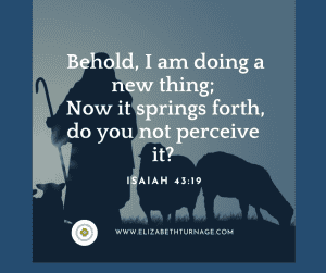 Behold, I am doing a new thing; Now it springs forth, do you not perceive it?
