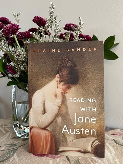 Reading with Jane Austen and a bouquet of flowers