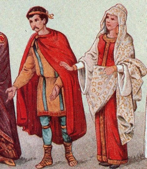Illustration of a couple in Frankish costume.