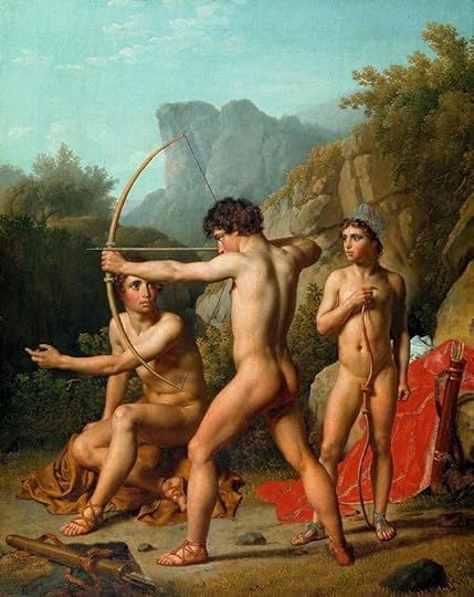 Three Spartan Boys Practising Archery painting by Christoffer Wilhelm Eckersberg