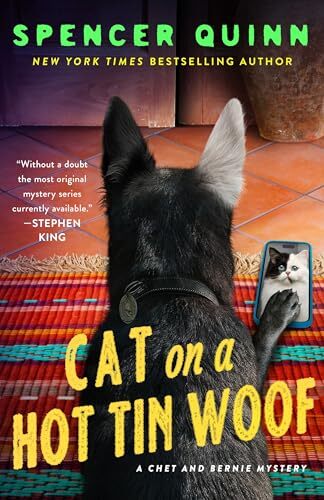 book cover of cozy mystery novel Cat on a Hot Tin Woof by Spencer Quinnn
