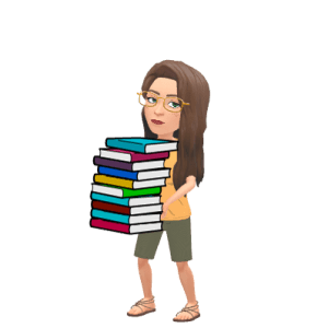 Bitmoji character holding books.