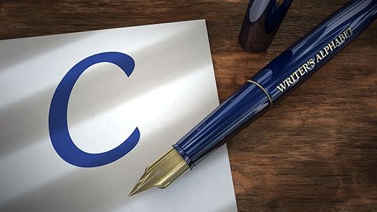 Fountain pen resting on piece of paper with the capital letter C