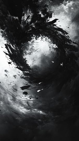 This may contain: an abstract black and white photo with clouds in the sky, looking like a spiral