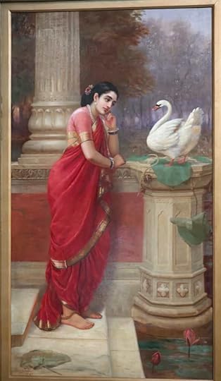 Damayanthi Talking with Royal Swan about Nala, a painting by Ravi Varma