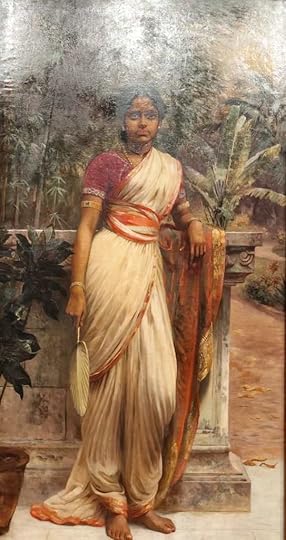 The painting 'Lady with a Fan' by Raja Ravi Varma