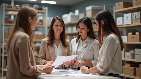 increase business valuation for entrepreneurs - Efficient business operations for accessories brand, diverse women team with inventory sheets and operational checklists