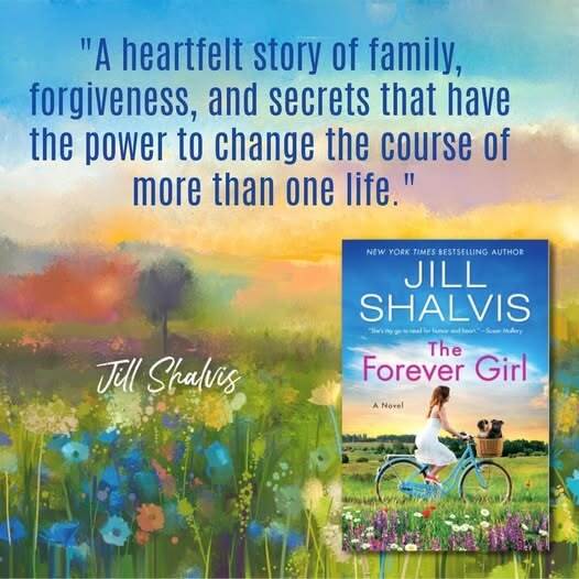 This may contain: an image of a book cover with flowers and a woman on a bike in the background