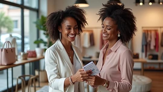 Confident diverse female entrepreneurs reviewing digital financial charts in a stylish Houston fashion accessories showroom. Business valuation services in Houston.
