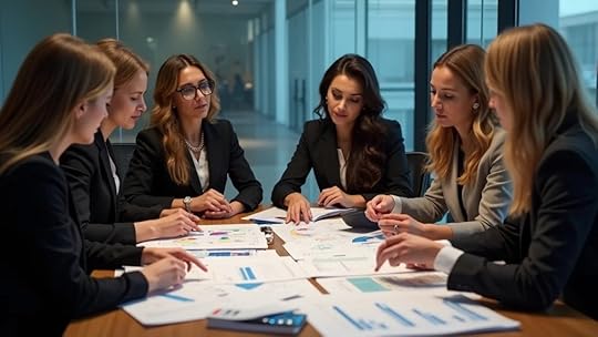 Professional fashion business team in Houston reviewing financial documents and profit charts. Business valuation services in Houston.