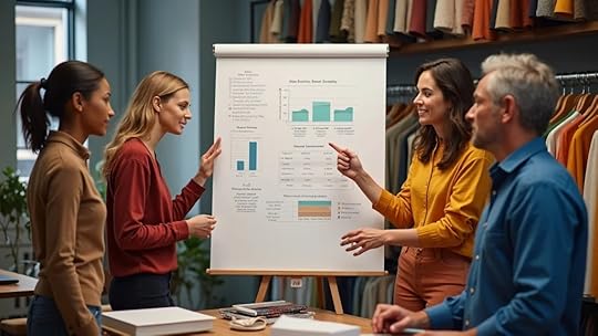 Ambitious small business team brainstorming strategy to increase business valuation for small businesses in a creative accessory-focused office