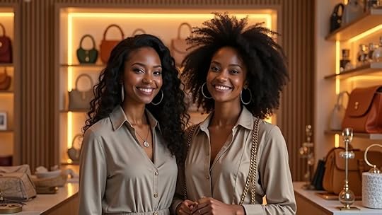 Diverse women accessory brand owners collaborate on business exit strategy in their boutique, surrounded by handbags and jewelry