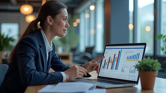 financial analysis for business valuation in Austin: Analyst reviewing profit charts with fashion accessories in a modern co-working space