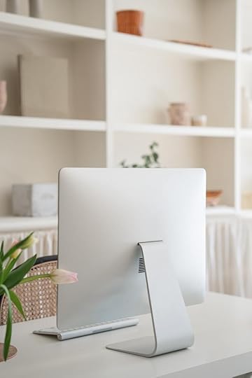 A neat clutter free workspace is ideal for a writer who wants to use dictation to write a first draft faster.