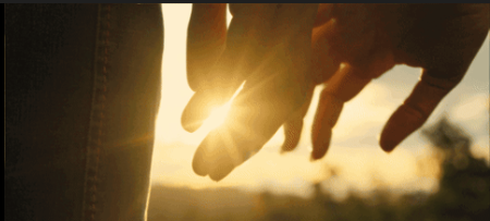 hand holding in the sunlight