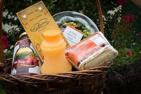A goodie basket filled with breakfast items - one of Marie's 10 great gifts for teachers