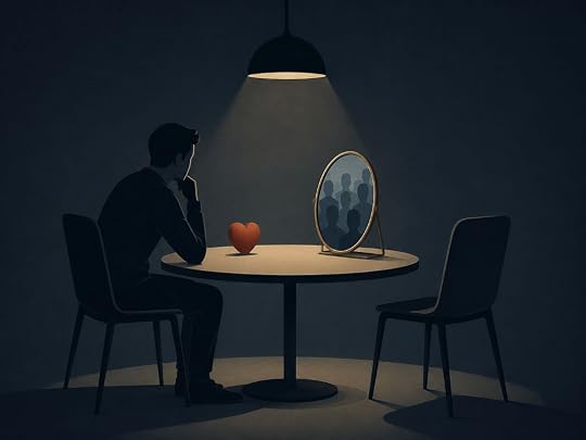 A single person sits alone at a table choosing between love and validation, showing why it's best to stay single for self-reflection.