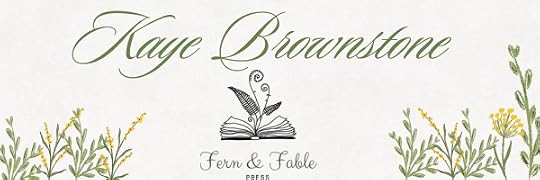 Kaye Brownstone, Christian mystery author, Fern & Fable Press banner with botanical artwork.