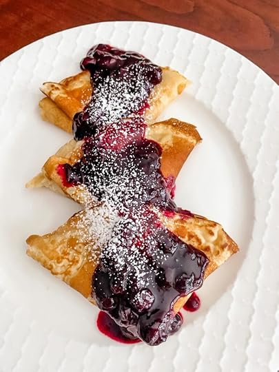 The finished and plated easy homemade crepes