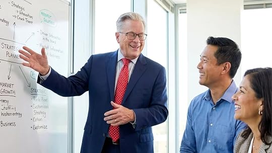 Diverse startup founding team celebrating improved exit multiple and profitable business exit with sunlight and financial reports