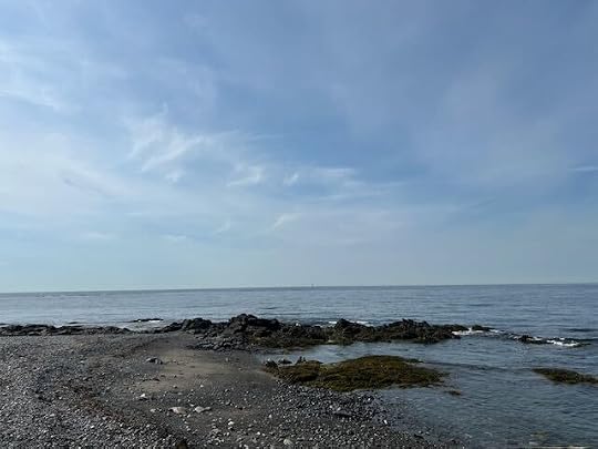 A view out into the ocean from a spot on Gooch's Beach in Wells, Maine