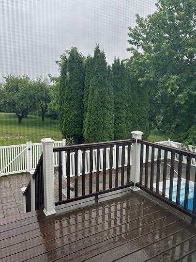 Rain in Maine falls mainly on the railings