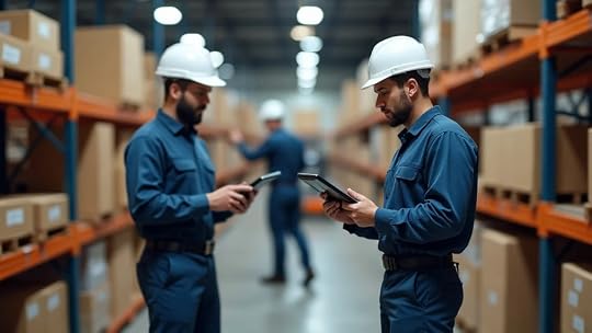 Business operations team improving cash flow and operational efficiency in modern warehouse