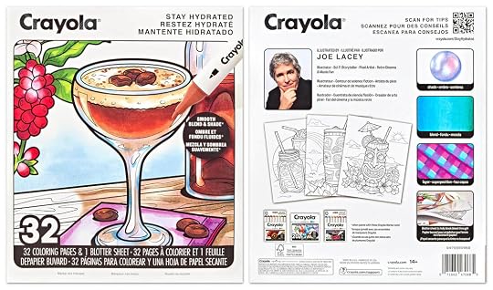 Crayola Stay Hydrated adult coloring book, illustrated by Joe Lacey.