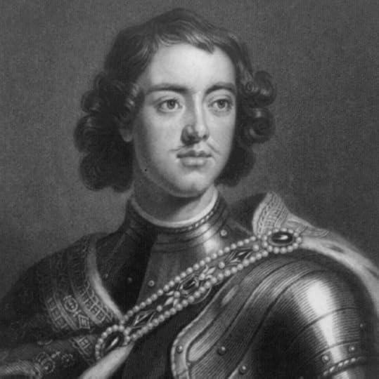 Peter the Great, half-length portrait, facing right, in armor.