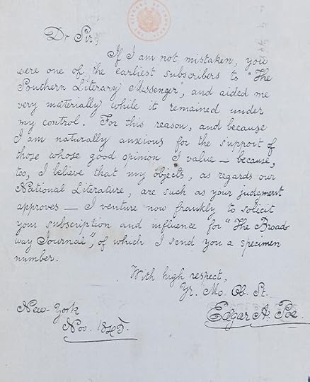 Photograph of an aged, handwritten one-page letter in clear but unlined cursive. It is signed with a flourish by 