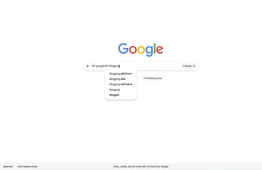 Screenshot of Google search that did Google kill blogging