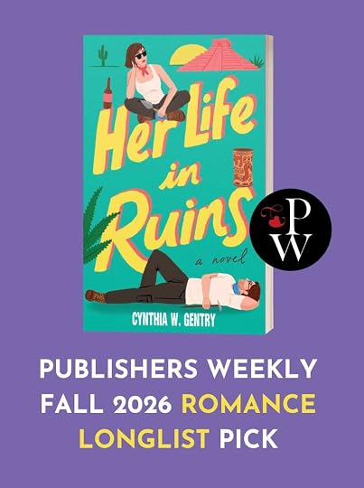 A promotional graphic on a purple background featuring the book cover for 