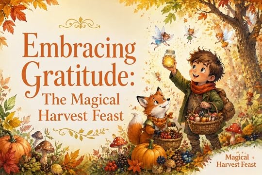 Finley and his fox companion Ember gather enchanted harvest ingredients below glowing lanterns in Maplewood's autumn forest