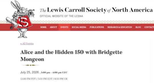 Bridgette Mongeon speaks at the Lewis Carroll Society of North America- Logo and head