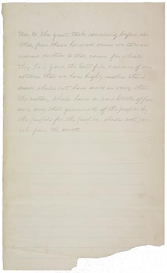 Handwritten second page of Abraham Lincoln's Gettysburg Address, ending with the famous 