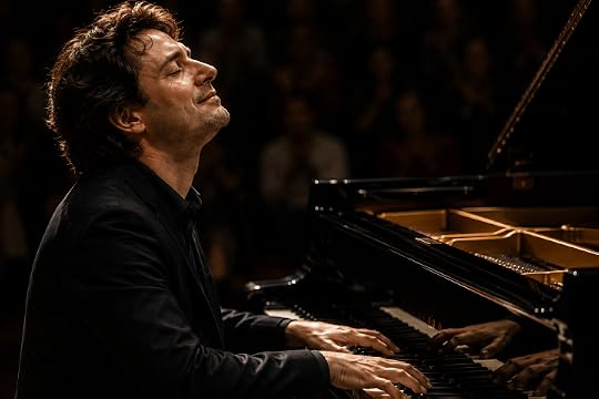 A concert pianist performs rapturously