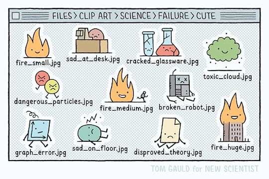 Title: Clip Art > Science > Failure > Cute Image: A series of science-related items (glassware, robots, fires, scientists) with smiley faces labelled this: fire_small.jpg graph_error.jpg cracked_glassware.jpg sad_at_desk.jpg fire_medium.jpg broken_robot.jpg disproved_theory.jpg fire_huge.jpg sad_on_floor toxic_cloud.jpg rejected_paper.jpg 