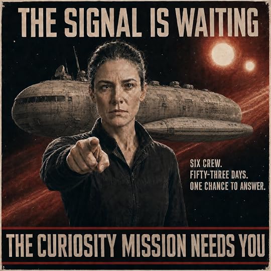 Retro-futurist recruitment poster featuring Captain Jennifer Starzek and the Curiosity spacecraft