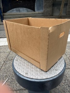 Cardboard box on seat