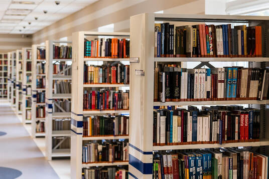 Library book stacks
