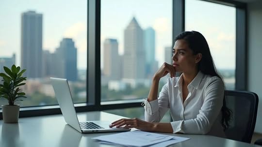Professional Austin business owner reviewing financial reports in a contemporary office - business valuation in Austin