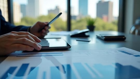 Modern Austin office business valuation charts - reviewing business assets and real estate