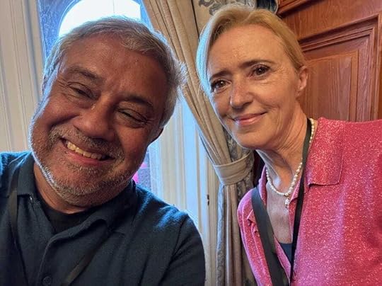 Ajay Chowdhury with Liz Nugent at Bute Noir