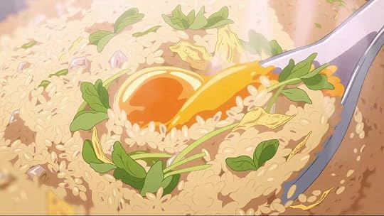 Rice with greens and an egg in 